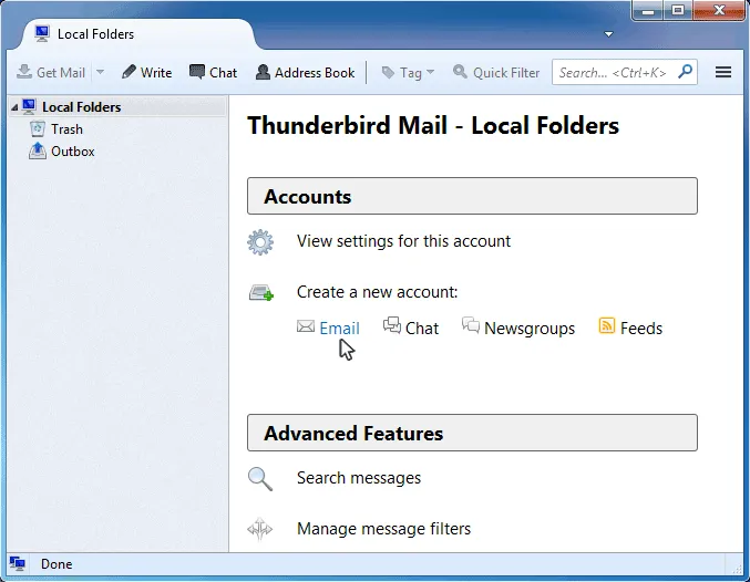 how to set up thunderbird